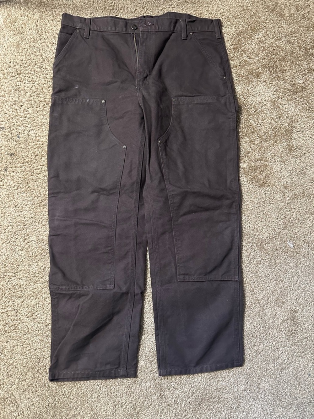 Carhartt Loose Straight Washed Double Duck Dungaree Mens DARK BROWN